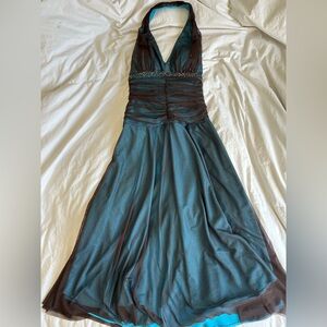 JS Boutique Teal and Brown Evening Gown